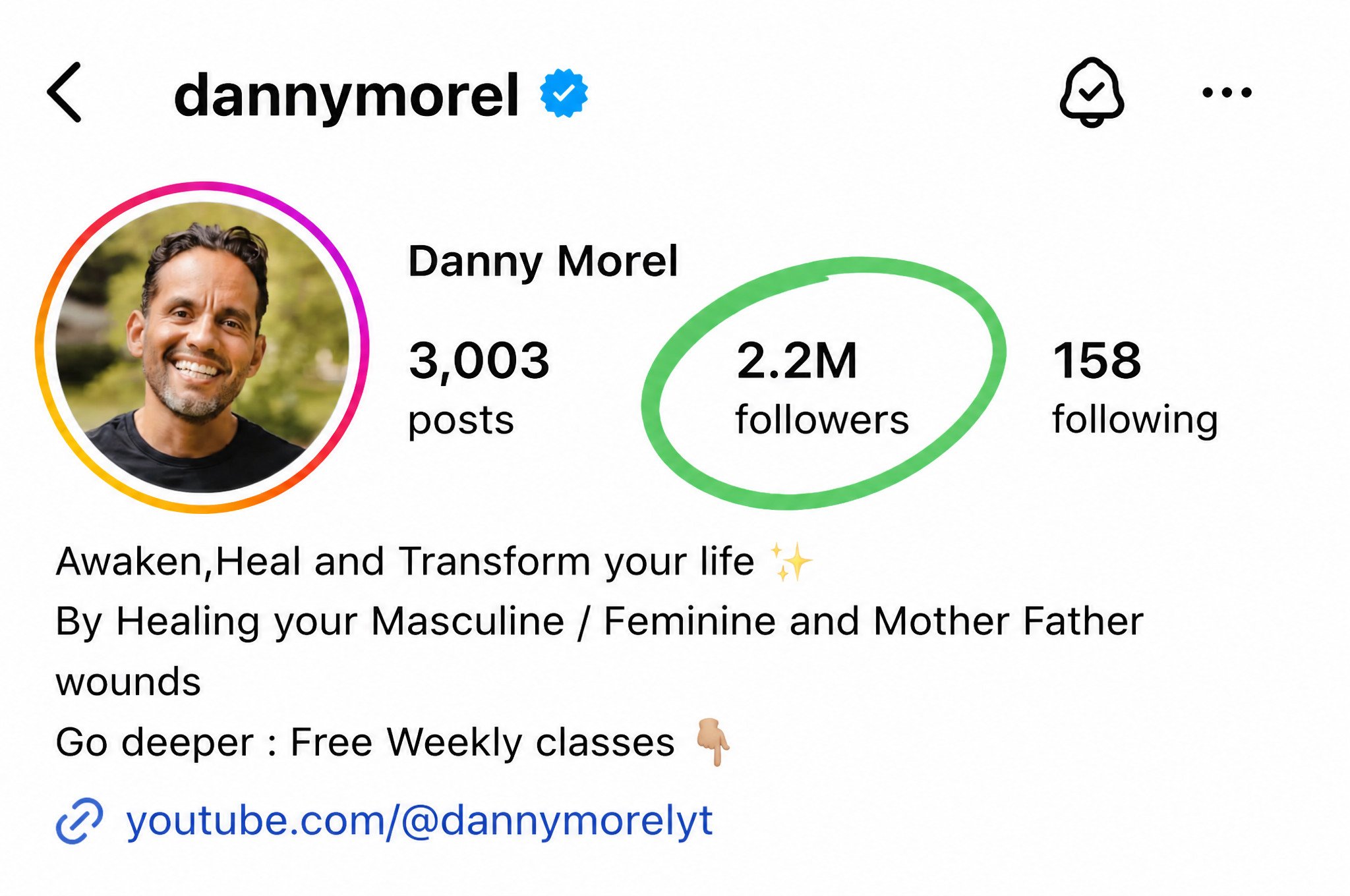 Danny Morel Instagram account after growth