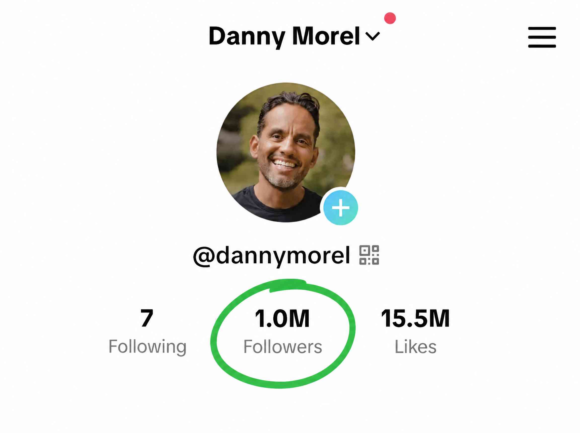 Danny Morel TikTok profile at one million followers