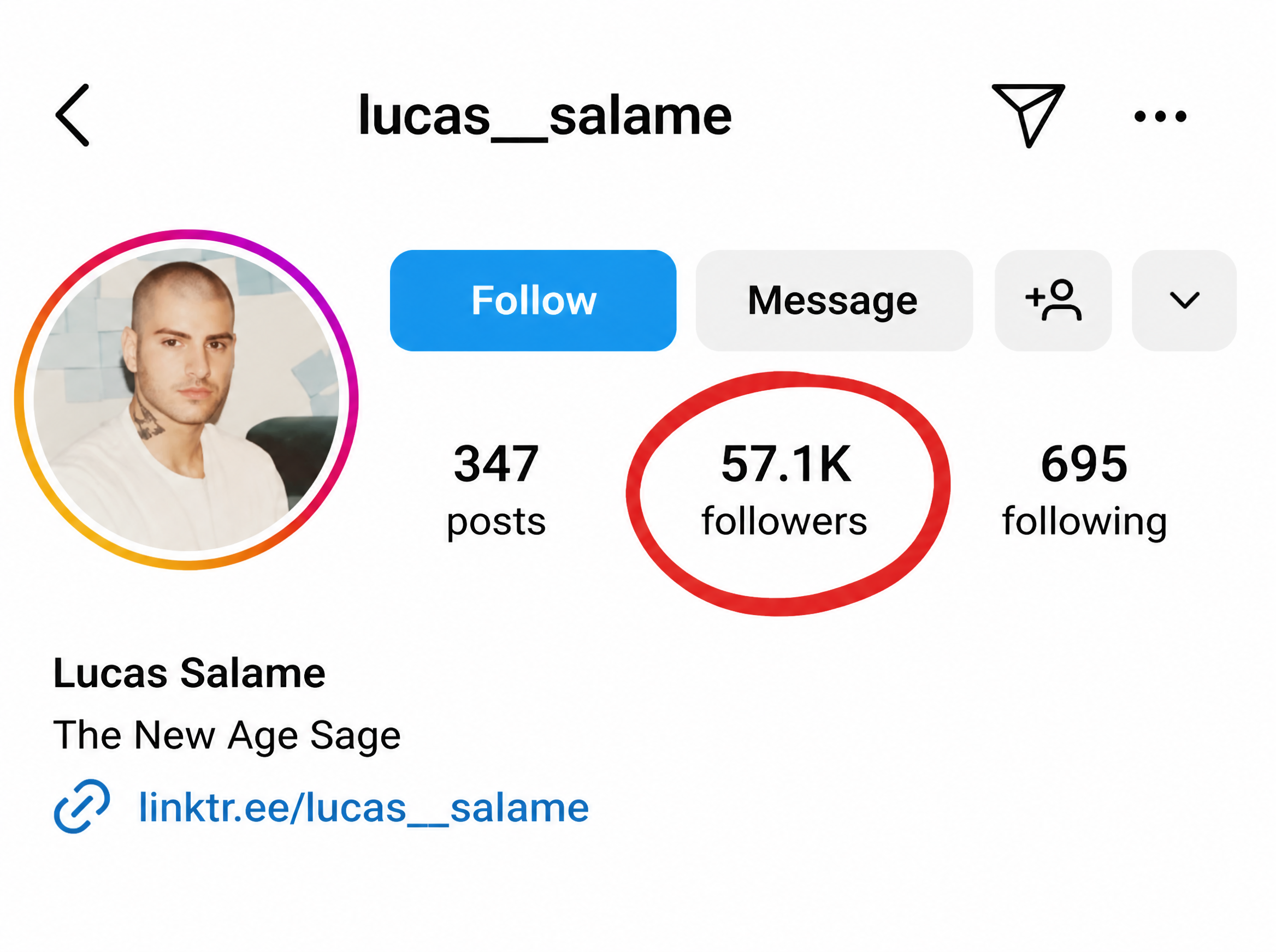 Lucas Salame Instagram account before growth