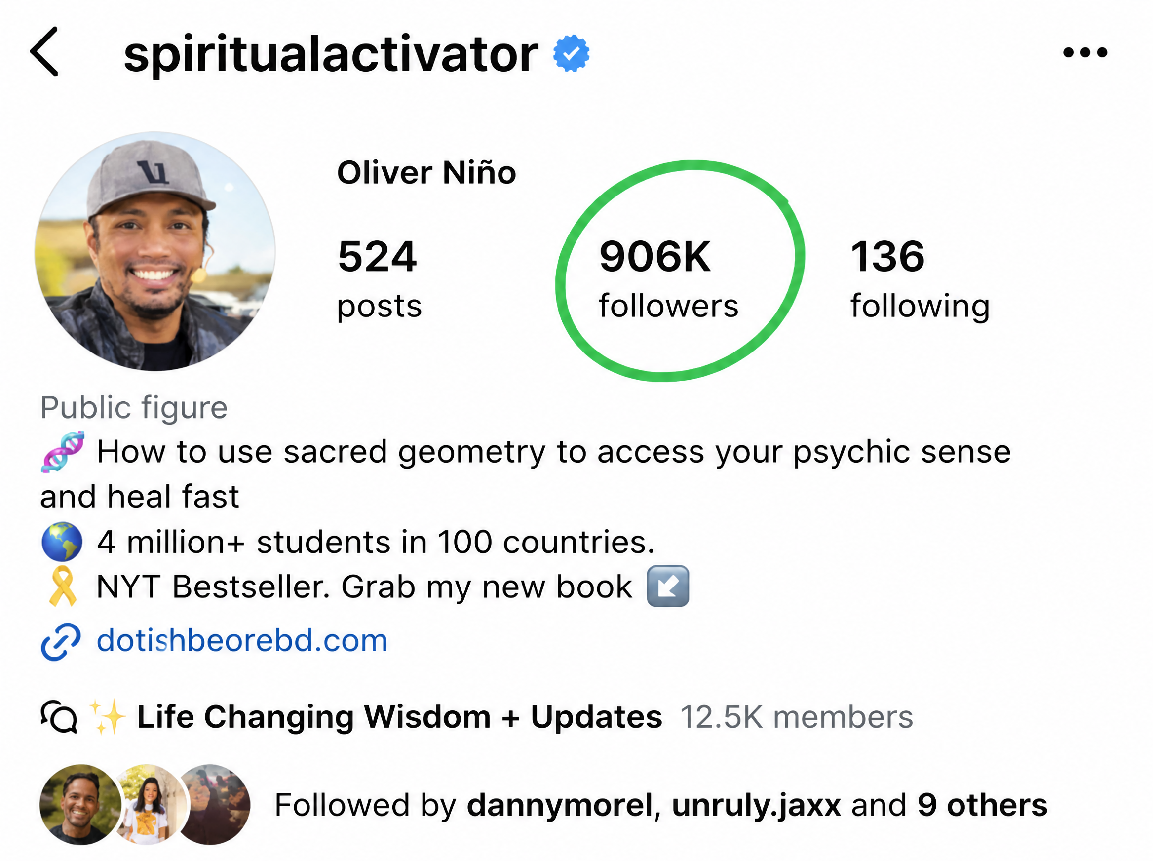 Oliver Nino Instagram account after growth