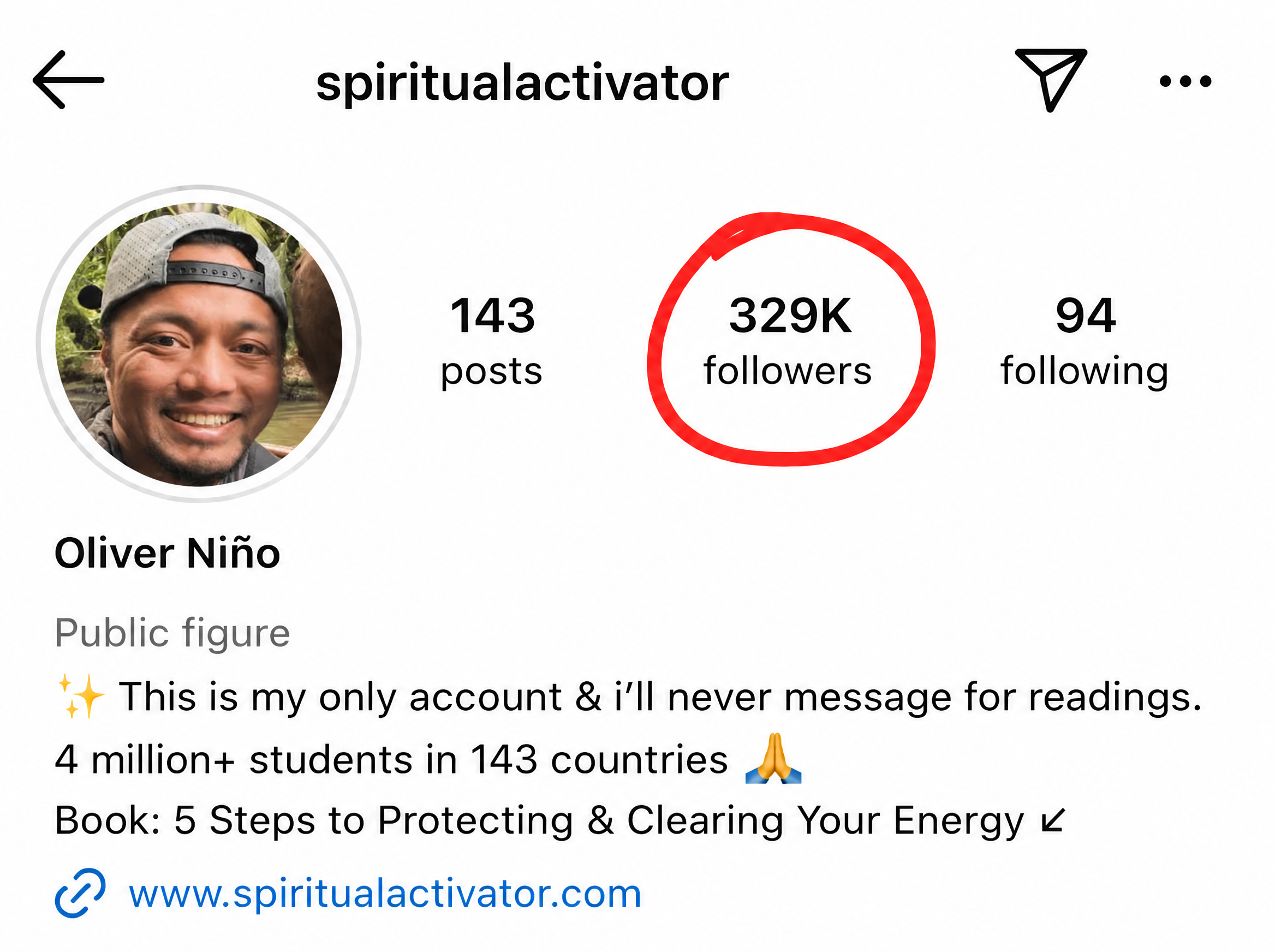 Oliver Nino Instagram account before growth